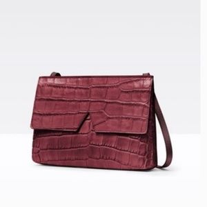 Vince Croc Embossed Crossbody Bag Bordeaux